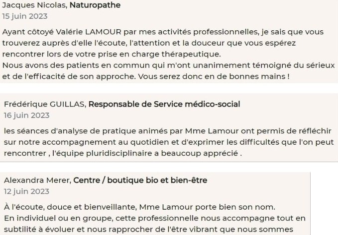 Recommandations pour Valérie Lamour, psychologue dans la région de Vannes